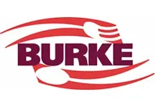 Dynamic Burke Corporation logo featuring bold lettering and energetic wave designs.