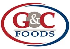 Modern G&C Foods logo in red and blue, symbolizing quality and partnership in the food industry.