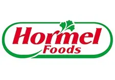 Hormel Foods logo featuring bold red text and fresh green accents symbolizes quality and flavor.