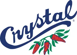 Crystal hot sauce logo featuring bold script and vibrant chili peppers.