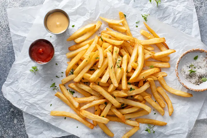 French Fries With Ketchup And Cocktail Sauce