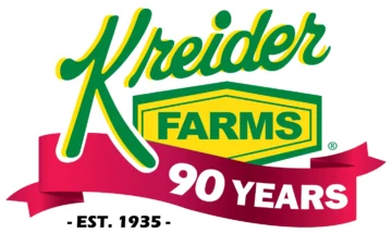 Kreider Farms logo celebrating 90 years of agricultural excellence and tradition.