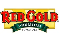 Red Gold logo featuring bold red and gold typography for premium tomato products.
