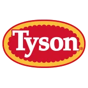 Tyson Foods logo featuring bold typography and vibrant red and yellow colors, representing quality meat products.